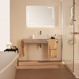 Mensola bagno sospesa per lavabi d'appoggio in varie finiture